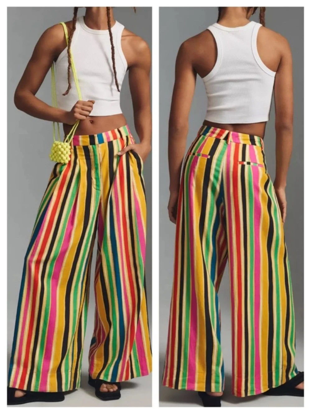 Anthropologie Farm Rio Rainbow Stripe Pants NWT Large - Picture 1 of 9